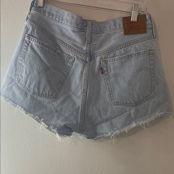 Levi's 501 Light Blue Distressed Denim Cutoff Shorts - Picture 2 of 7